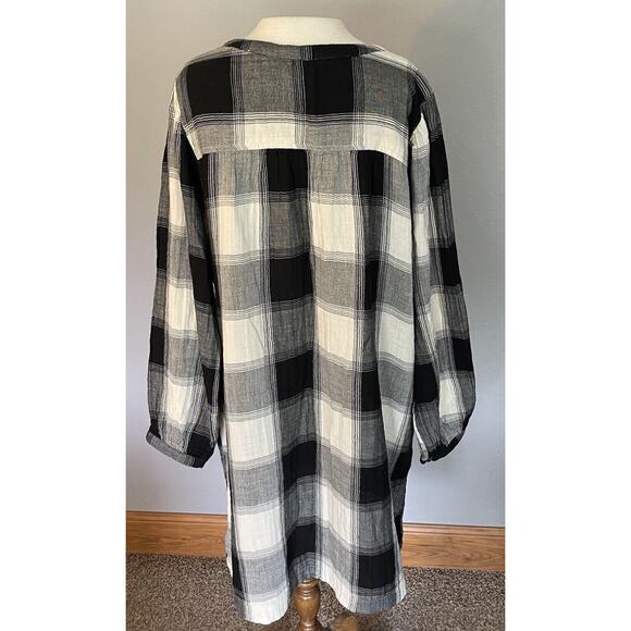 Old Navy Dress Womens Large Black Plaid Lagenlook Teacher Pockets Cotton Boho - Picture 4 of 9